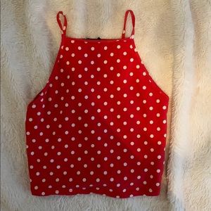 Red polk a dot top